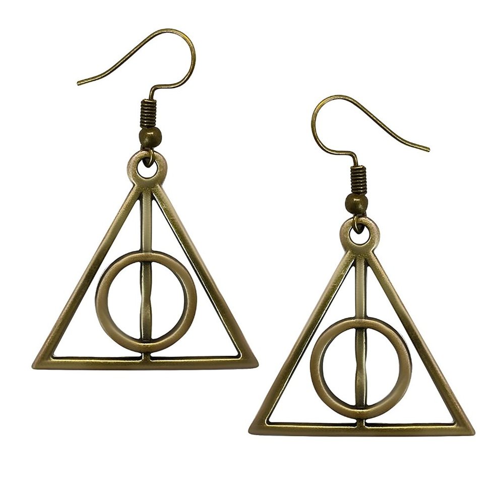 NWOT Harry Potter Bronze Deathly Hallows Earrings - Picture 2 of 4